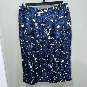 Boden Blue Floral Pencil Skirt